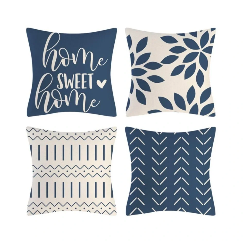 Luxury Home | Chic Blue Home Sweet Home Mix n' Match Throw Pillow Covers
